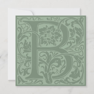 William Morris Floral Alphabet Monogram Letter B Invitation