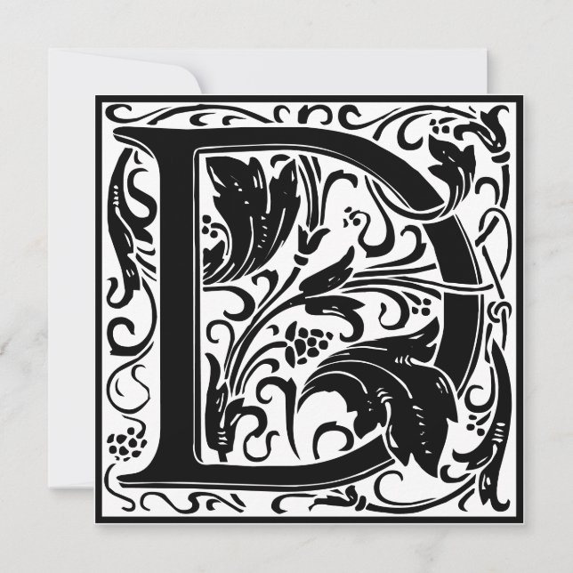 William Morris Floral Alphabet Monogram Letter D Invitation (Front)