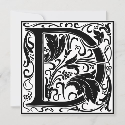 William Morris Floral Alphabet Monogram Letter D Invitation