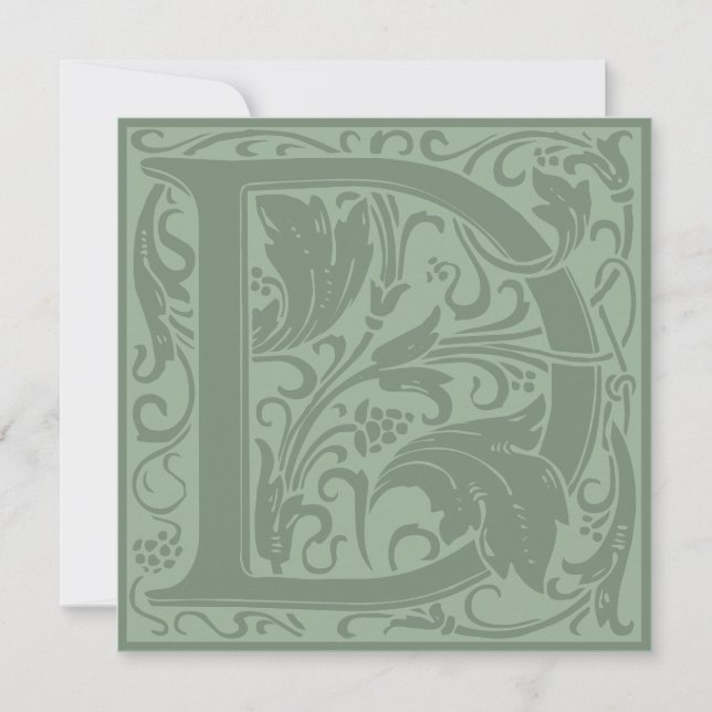 William Morris Floral Alphabet Monogram Letter D Invitation (Front)