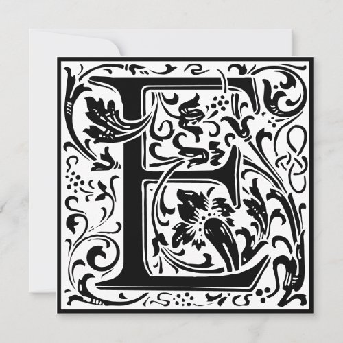 William Morris Floral Alphabet Monogram Letter E Invitation