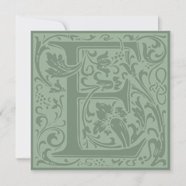 William Morris Floral Alphabet Monogram Letter E Invitation (Front)