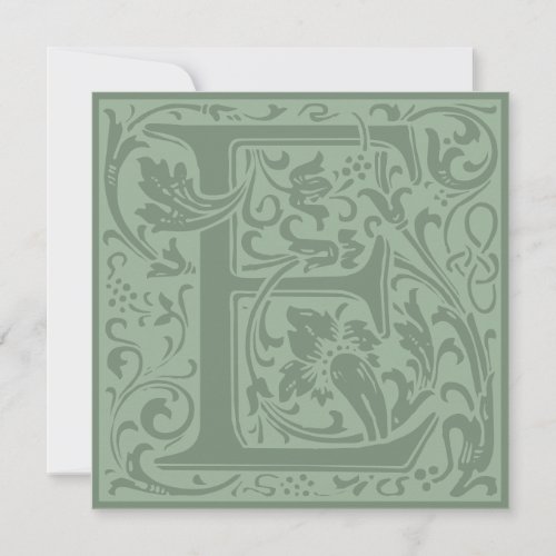 William Morris Floral Alphabet Monogram Letter E Invitation