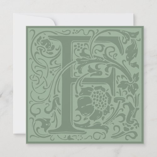 William Morris Floral Alphabet Monogram Letter F Invitation