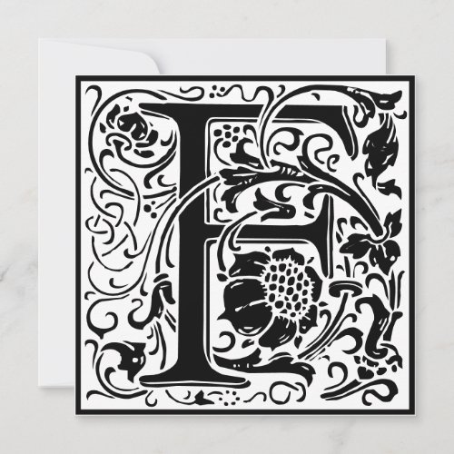 William Morris Floral Alphabet Monogram Letter F Invitation