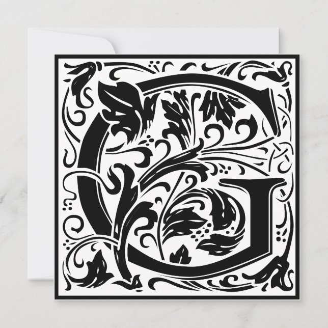 William Morris Floral Alphabet Monogram Letter G Invitation (Front)