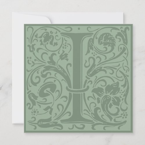 William Morris Floral Alphabet Monogram Letter I Invitation