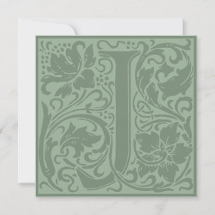 William Morris Floral Alphabet Monogram Letter J Invitation