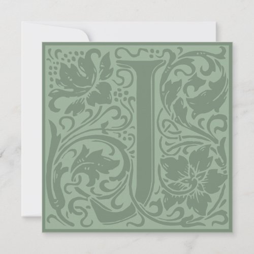 William Morris Floral Alphabet Monogram Letter J Invitation