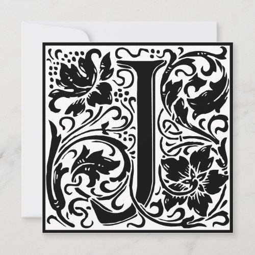 William Morris Floral Alphabet Monogram Letter J Invitation