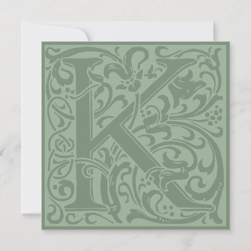 William Morris Floral Alphabet Monogram Letter K Invitation