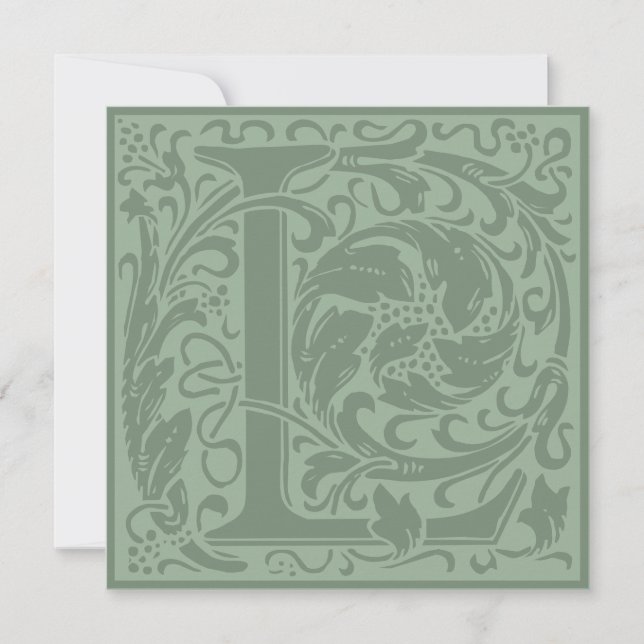 William Morris Floral Alphabet Monogram Letter L Invitation (Front)