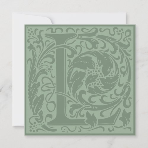 William Morris Floral Alphabet Monogram Letter L Invitation