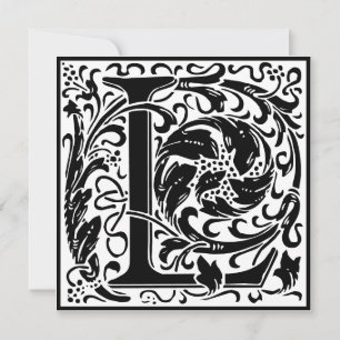 William Morris Floral Alphabet Monogram Letter L Invitation