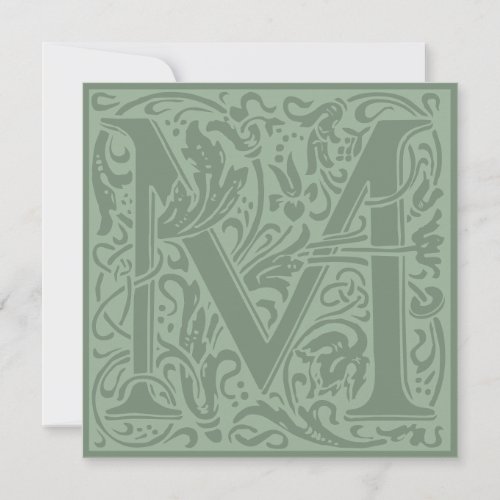 William Morris Floral Alphabet Monogram Letter M Invitation