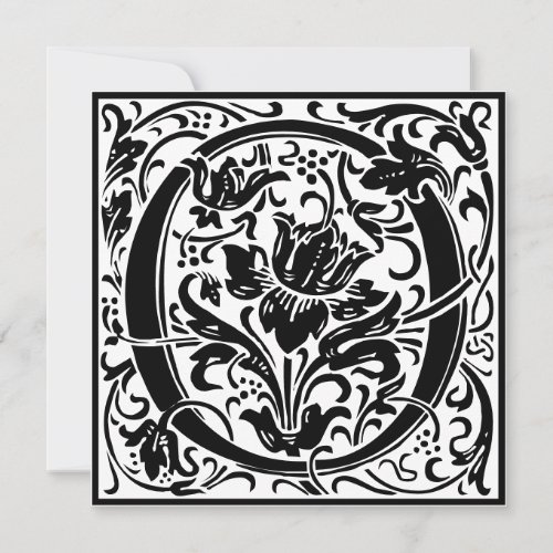 William Morris Floral Alphabet Monogram Letter O Invitation