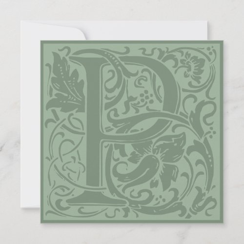 William Morris Floral Alphabet Monogram Letter P Invitation