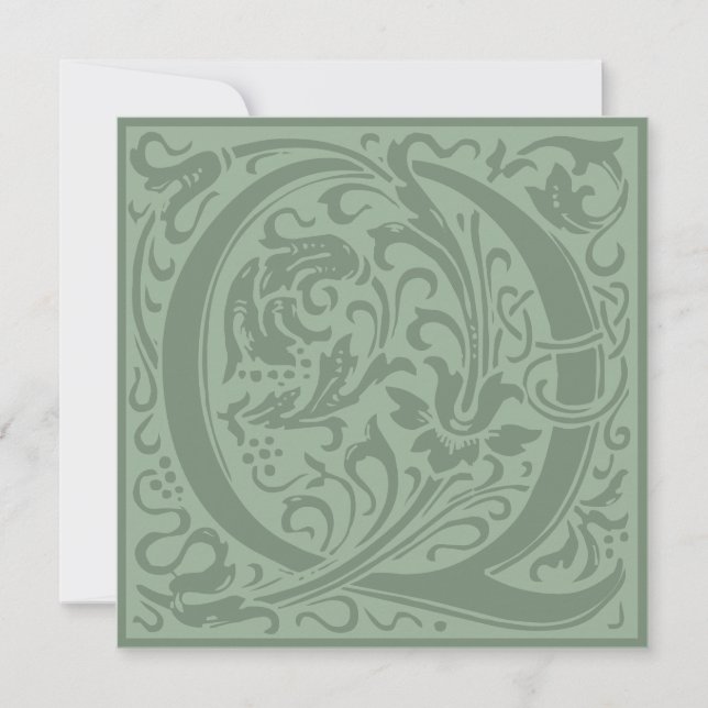 William Morris Floral Alphabet Monogram Letter Q Invitation (Front)
