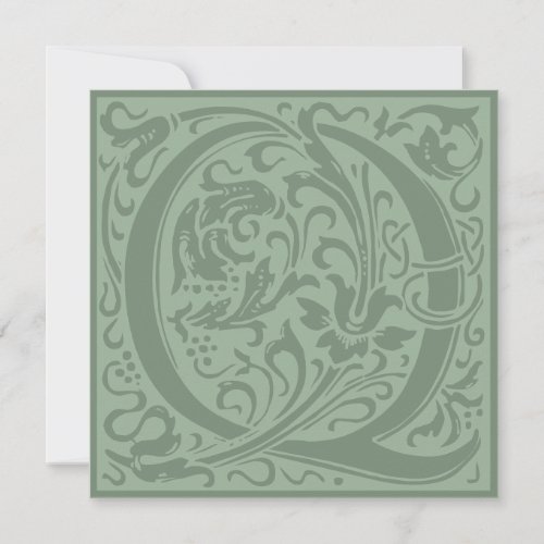 William Morris Floral Alphabet Monogram Letter Q Invitation