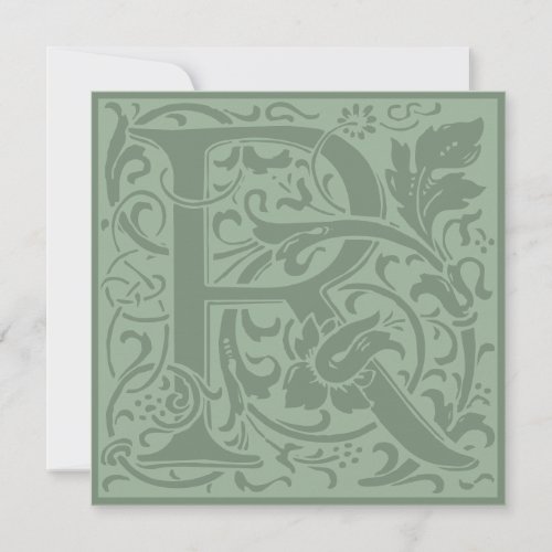 William Morris Floral Alphabet Monogram Letter R Invitation