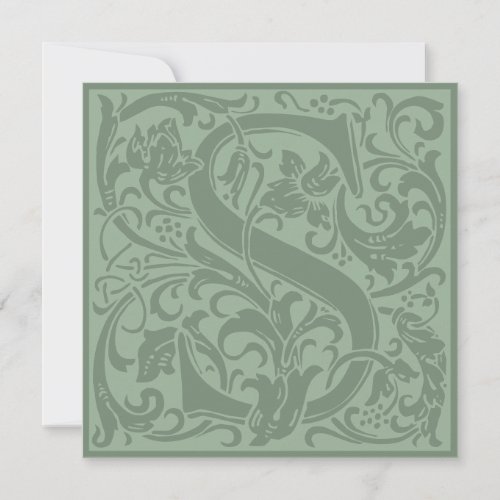 William Morris Floral Alphabet Monogram Letter S Invitation