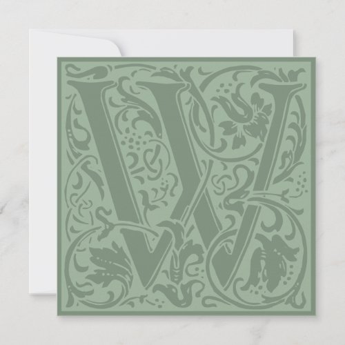 William Morris Floral Alphabet Monogram Letter W Invitation