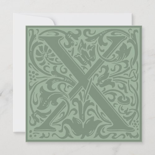 William Morris Floral Alphabet Monogram Letter X Invitation