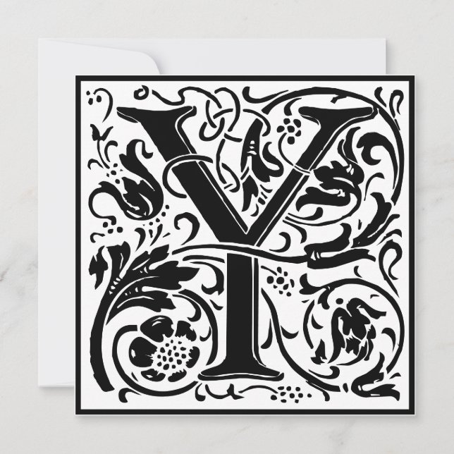 William Morris Floral Alphabet Monogram Letter Y Invitation (Front)