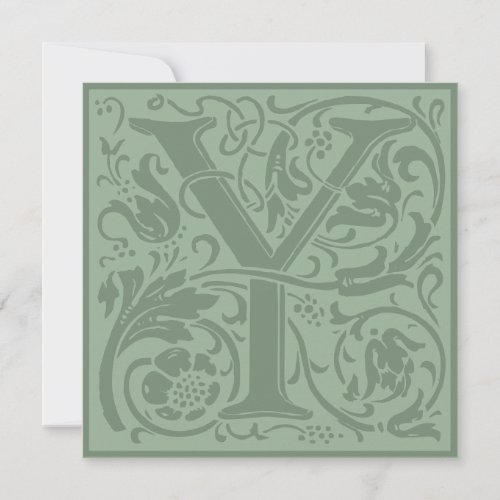 William Morris Floral Alphabet Monogram Letter Y Invitation