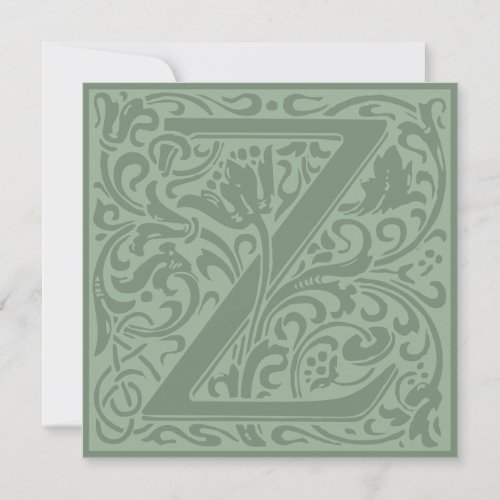 William Morris Floral Alphabet Monogram Letter Z  Invitation