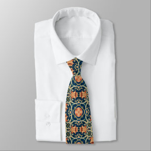 William Morris Floral Arabesque Geometric Pattern Neck Tie