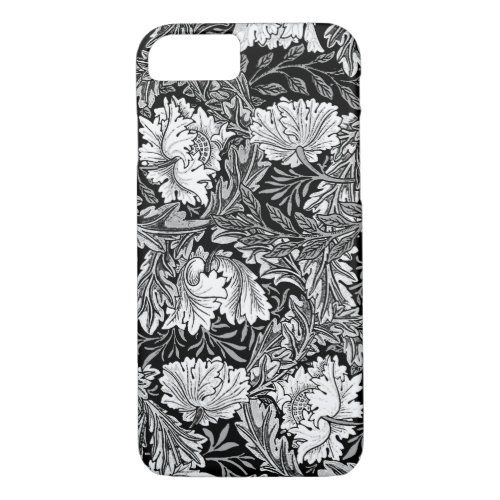 William Morris Floral Black White  Gray  Grey iPhone 87 Case