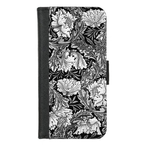 William Morris Floral Black White  Gray  Grey iPhone 87 Wallet Case