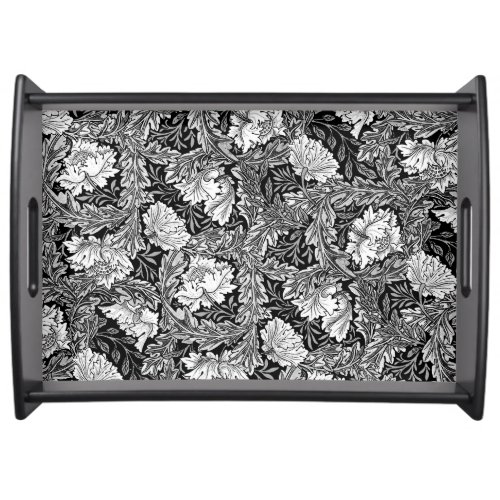 William Morris Floral Black White  Gray  Grey Serving Tray