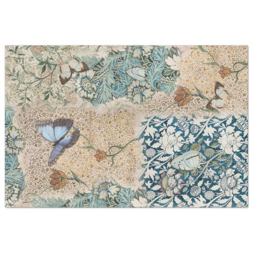 William Morris Floral Butterfly Garden Decoupage Tissue Paper Zazzle