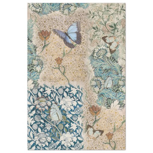 William Morris Floral Butterfly Garden Decoupage Tissue Paper Zazzle