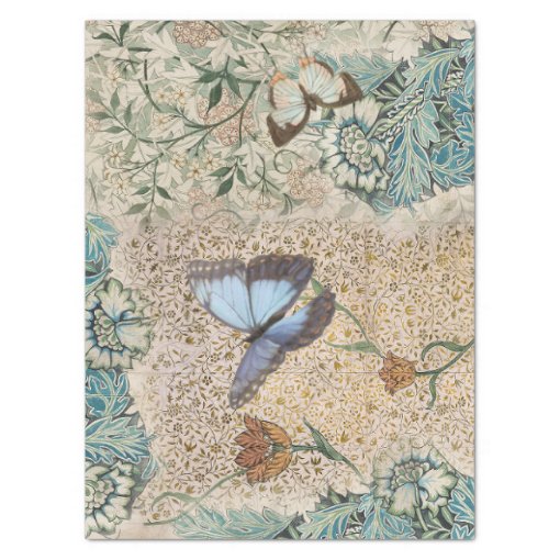 William Morris Floral Butterfly Garden Decoupage Tissue Paper Zazzle