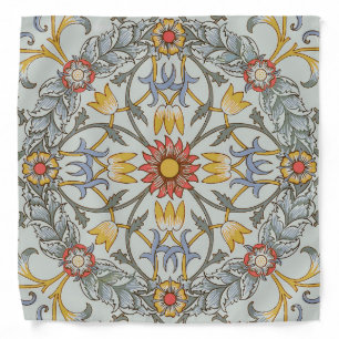 William Morris Floral Circle Flower Illustration Bandana
