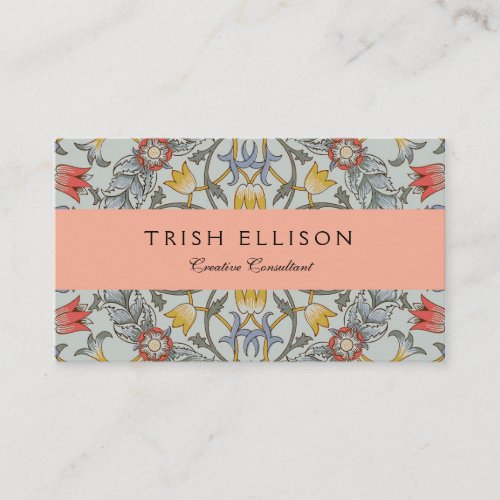 William Morris Floral Circle Flower Illustration Business Card