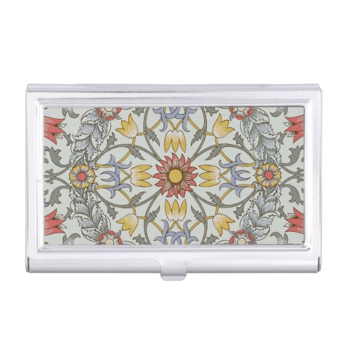 William Morris Floral Circle Flower Illustration Business Card Case