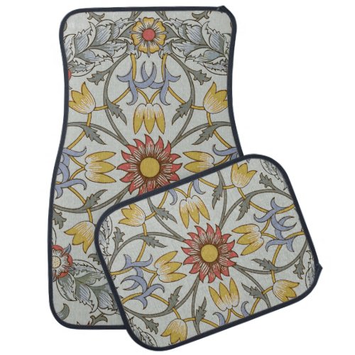 William Morris Floral Circle Flower Illustration Car Floor Mat