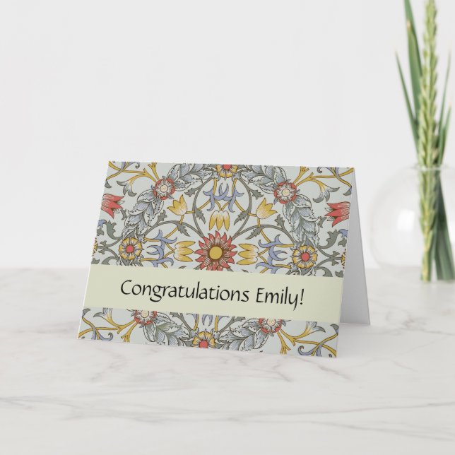 William Morris Floral Circle Flower Illustration Card (Front)