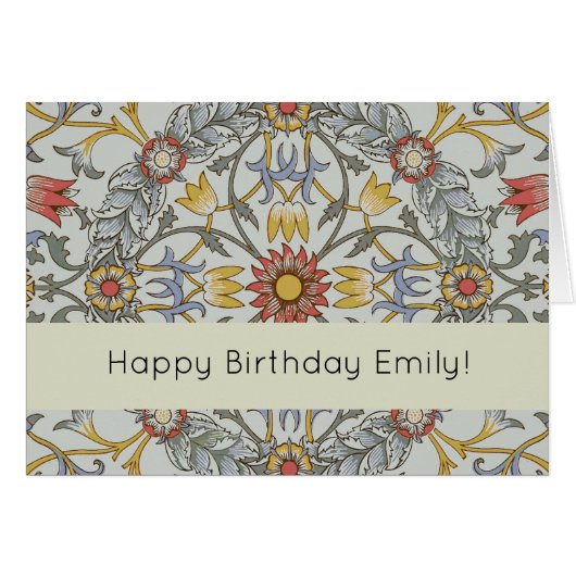 William Morris Floral Circle Flower Illustration Cards (Front Horizontal)