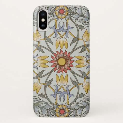 William Morris Floral Circle Flower Illustration iPhone X Case
