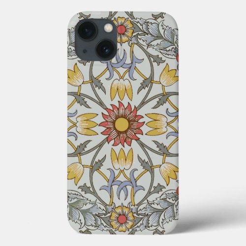 William Morris Floral Circle Flower Illustration iPhone 13 Case