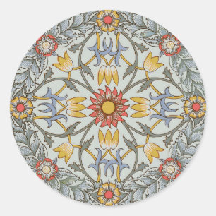 William Morris Floral Circle Flower Illustration Classic Round Sticker