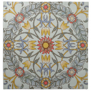 William Morris Floral Circle Flower Illustration Cloth Napkin