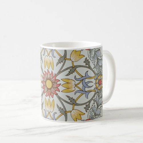 William Morris Floral Circle Flower Illustration Coffee Mug