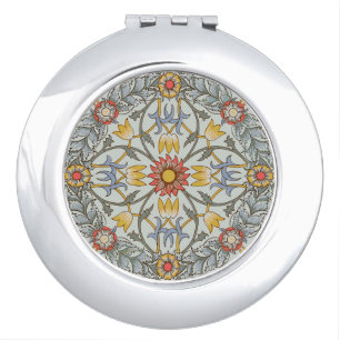William Morris Floral Circle Flower Illustration Compact Mirror