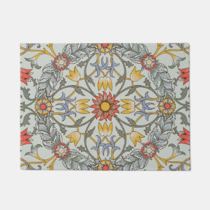 William Morris Floral Circle Flower Illustration Doormat